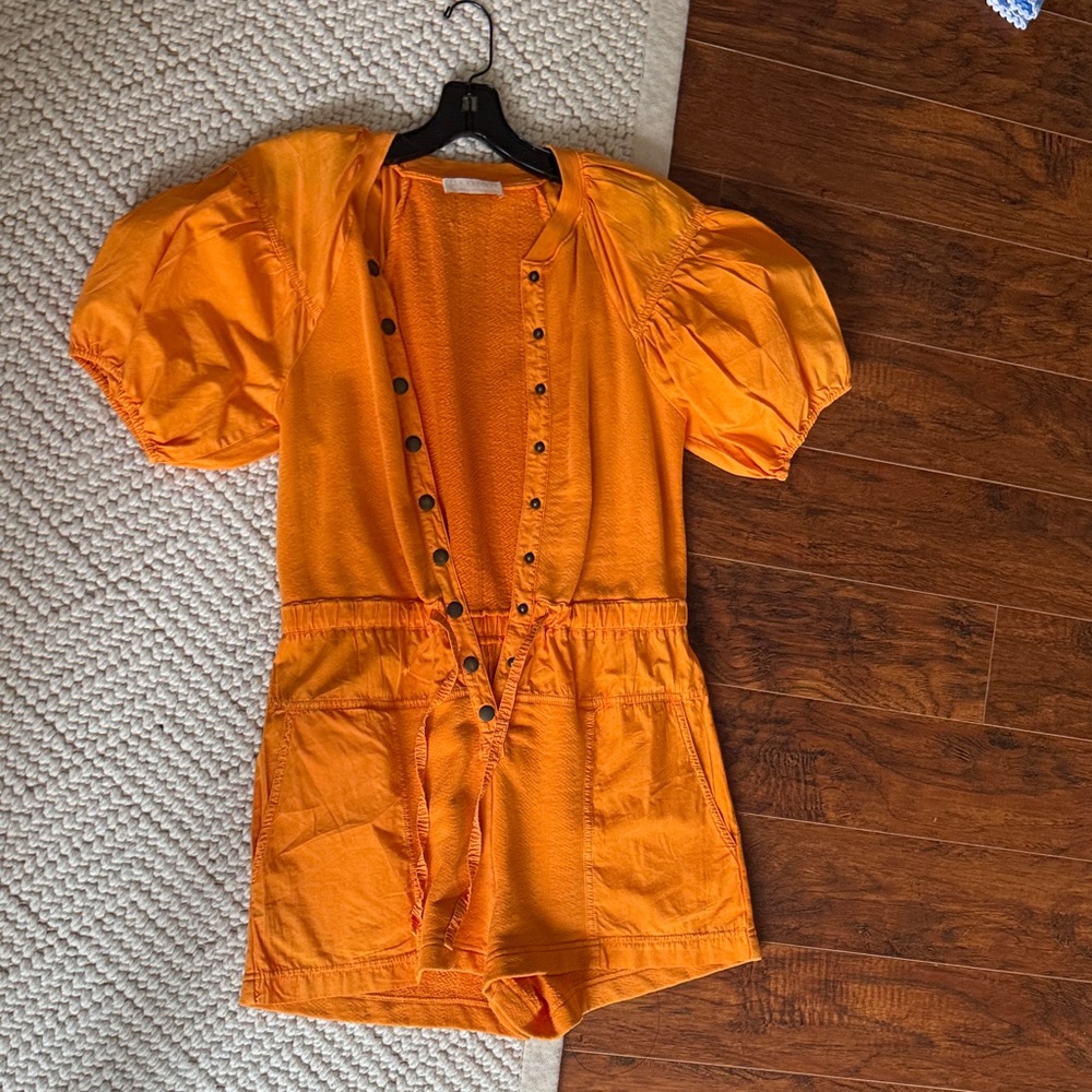 Ulla Johnson Orange Puff-Sleeve Mini Dress